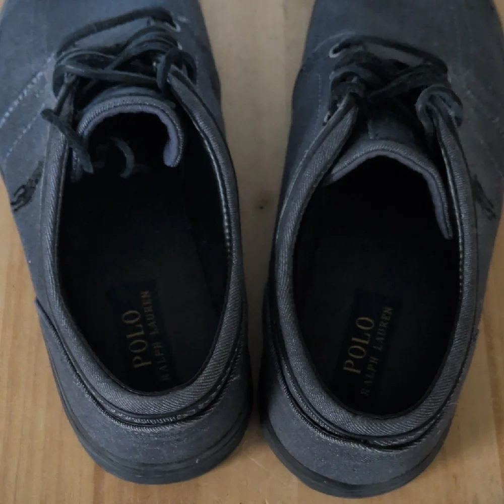 Ralph Lauren Polo Oxford Shoes Denim Mens Size 10.5 D Grey And Black